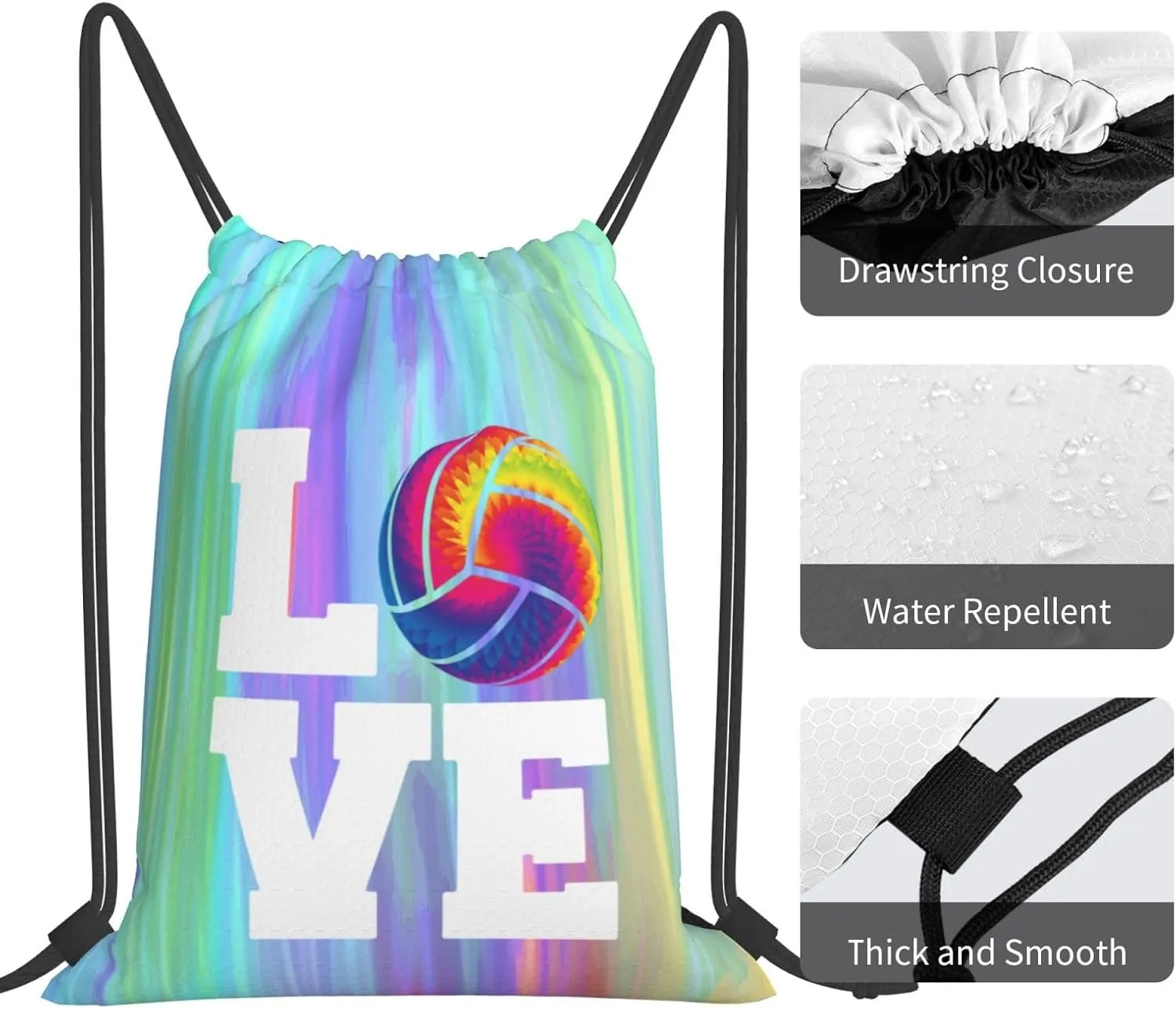 Love Volleyball Unisex Drawstring Backpack Bag Sport Gym Swim Travel Sackpack