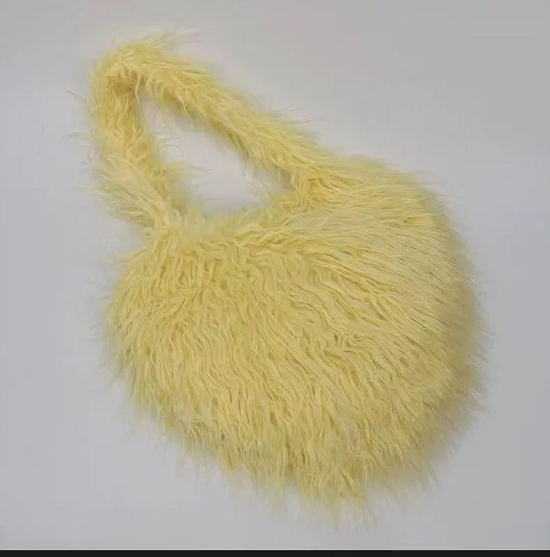 Love Women Faux Fur Shoulder Bag Tassel Bag Travel Shopping Space