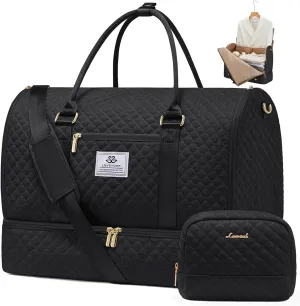 LOVEVOOK Convertible Garment Bag for Women with Shoe Pouch, Carry On Travel Duffel Bag with Toiletry Bag, 2 in 1 Hanging Suitcase Suit Bag, Waterproof Weekender Bag for Business Trip, Wedding, Black