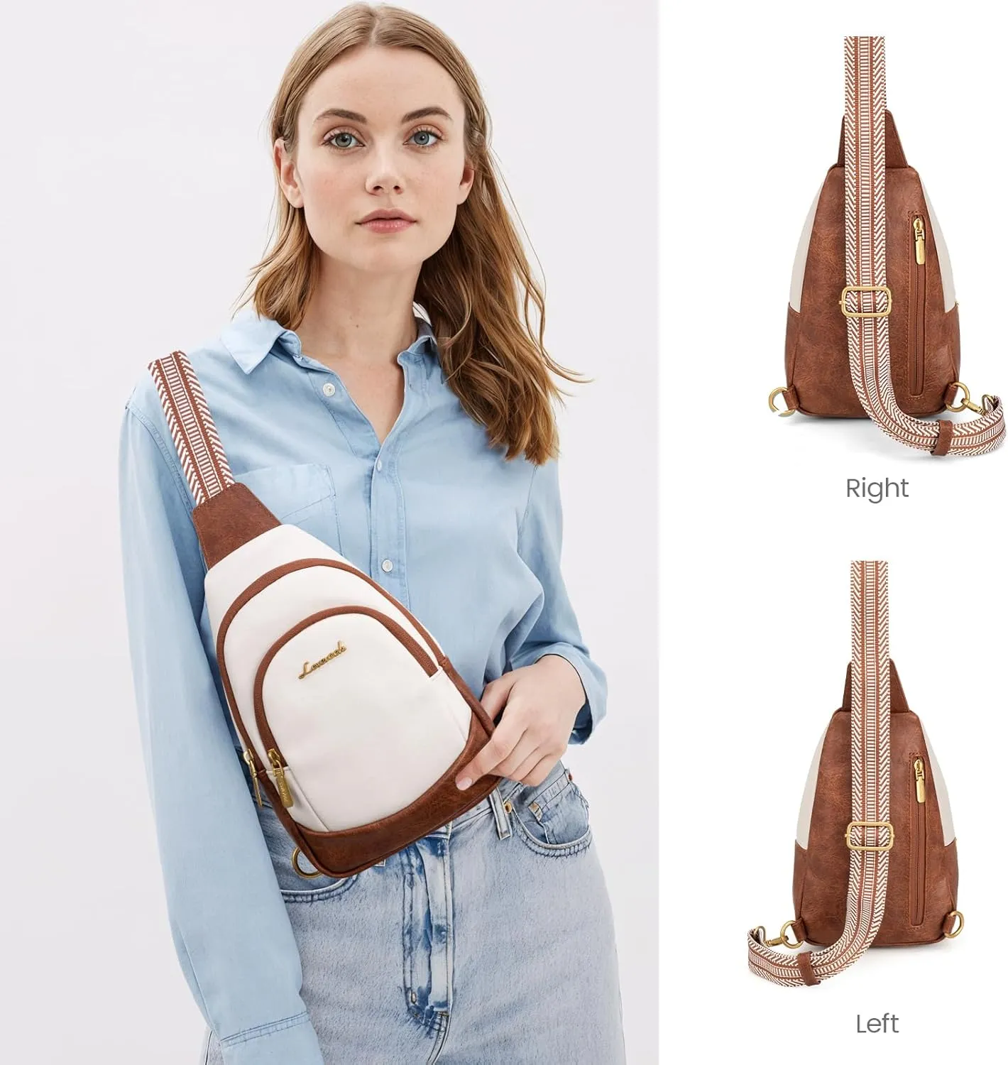 LOVEVOOK Sling Bag for Women,Leather Crossbody Bag for Women,Detachable Strap