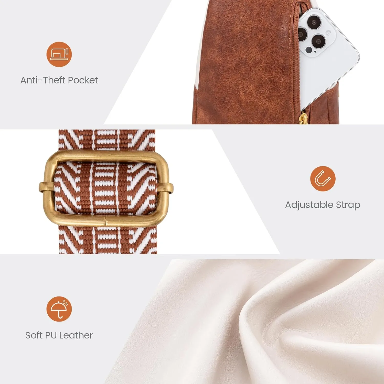 LOVEVOOK Sling Bag for Women,Leather Crossbody Bag for Women,Detachable Strap