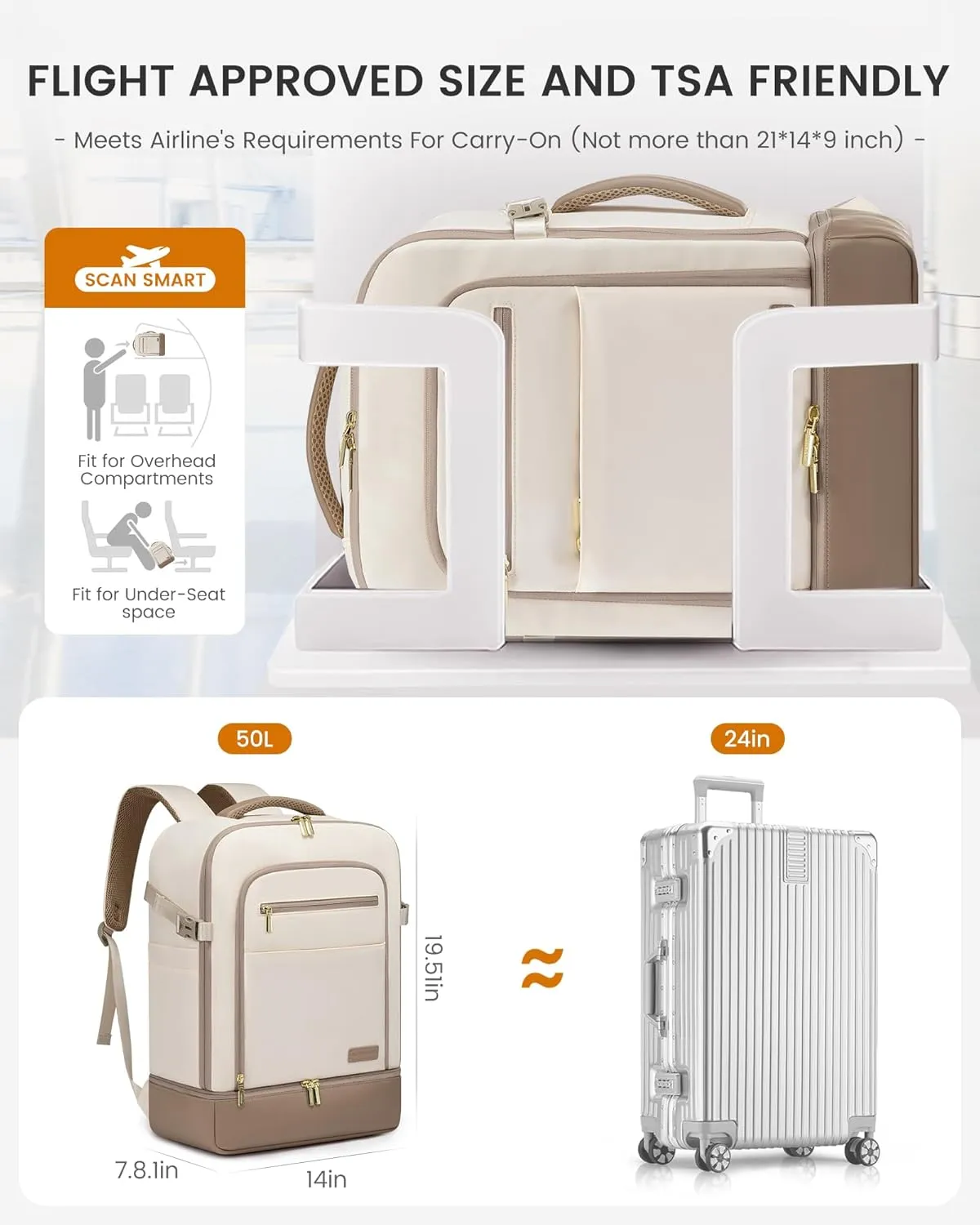 LOVEVOOK Travel Backpack for Women with Shoes Compartment,50L Personal Item Travel Bag Flight Approved Carry On Backpack with 2 Packing Cubes,Large Casual Weekender Luggage Daypack