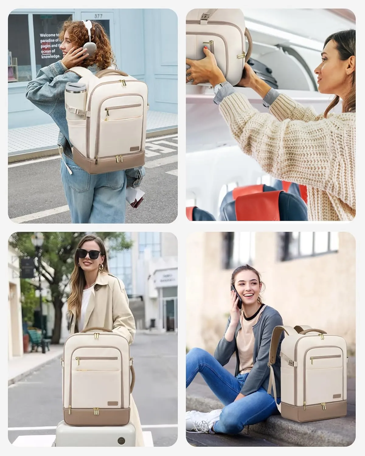 LOVEVOOK Travel Backpack for Women with Shoes Compartment,50L Personal Item Travel Bag Flight Approved Carry On Backpack with 2 Packing Cubes,Large Casual Weekender Luggage Daypack
