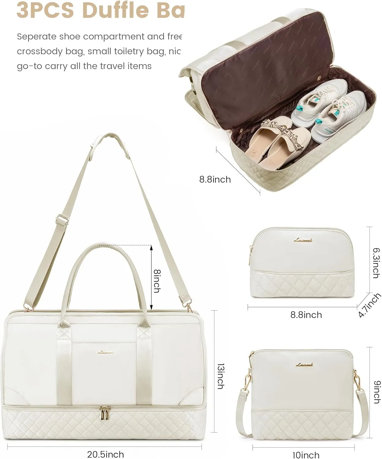 LOVEVOOK Weekender Bags for Women Travel Duffle Bag with Shoe Compartment, Carry on Overnight Bag Set