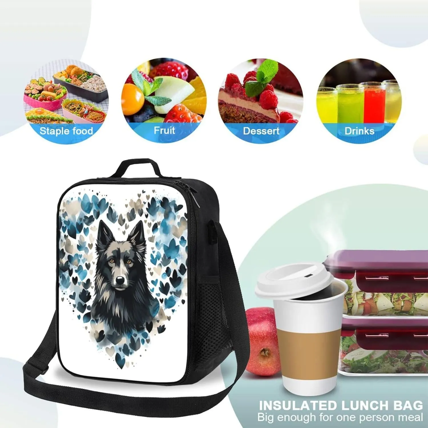 Lunch Bag Insulated Lunch Box for Men Women Puppy Surrounded by Love Portable Lunch tote Bag Lunchbox