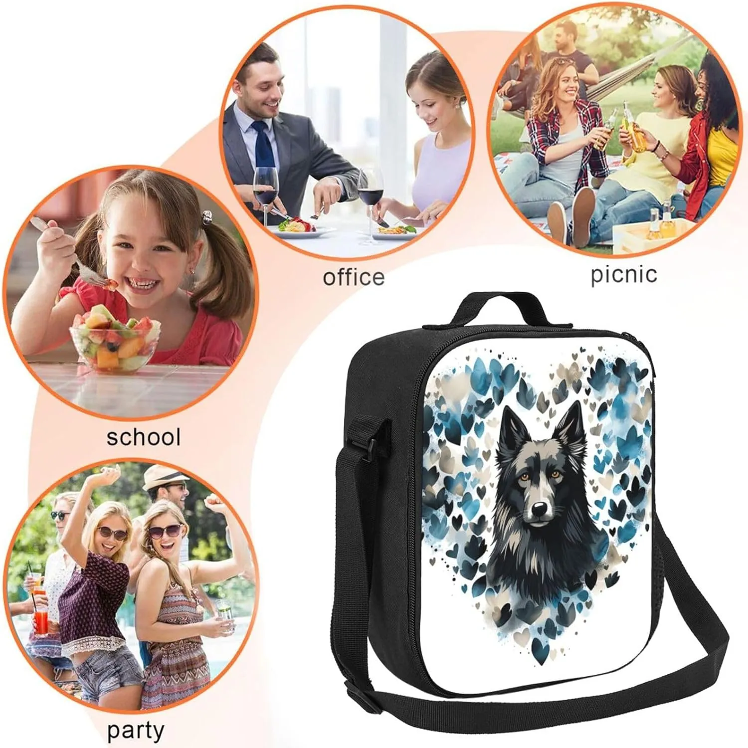 Lunch Bag Insulated Lunch Box for Men Women Puppy Surrounded by Love Portable Lunch tote Bag Lunchbox