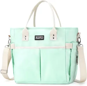 Lunch Bags for Women,Insulated Lunch Tote Bag with Adjustable Shoulder Strap, Lunch Box with Drinks Holder for Adults Men Work Picnic Beach Workout (Green, Large)