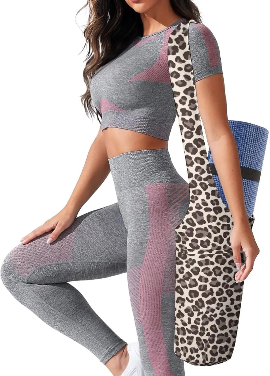 Lurhonp Yoga Mat Bags with Large Side Pocket, Fashion Print Canvas Yoga Bag, Fits Most Size Mats, Gifts for Yoga Lovers