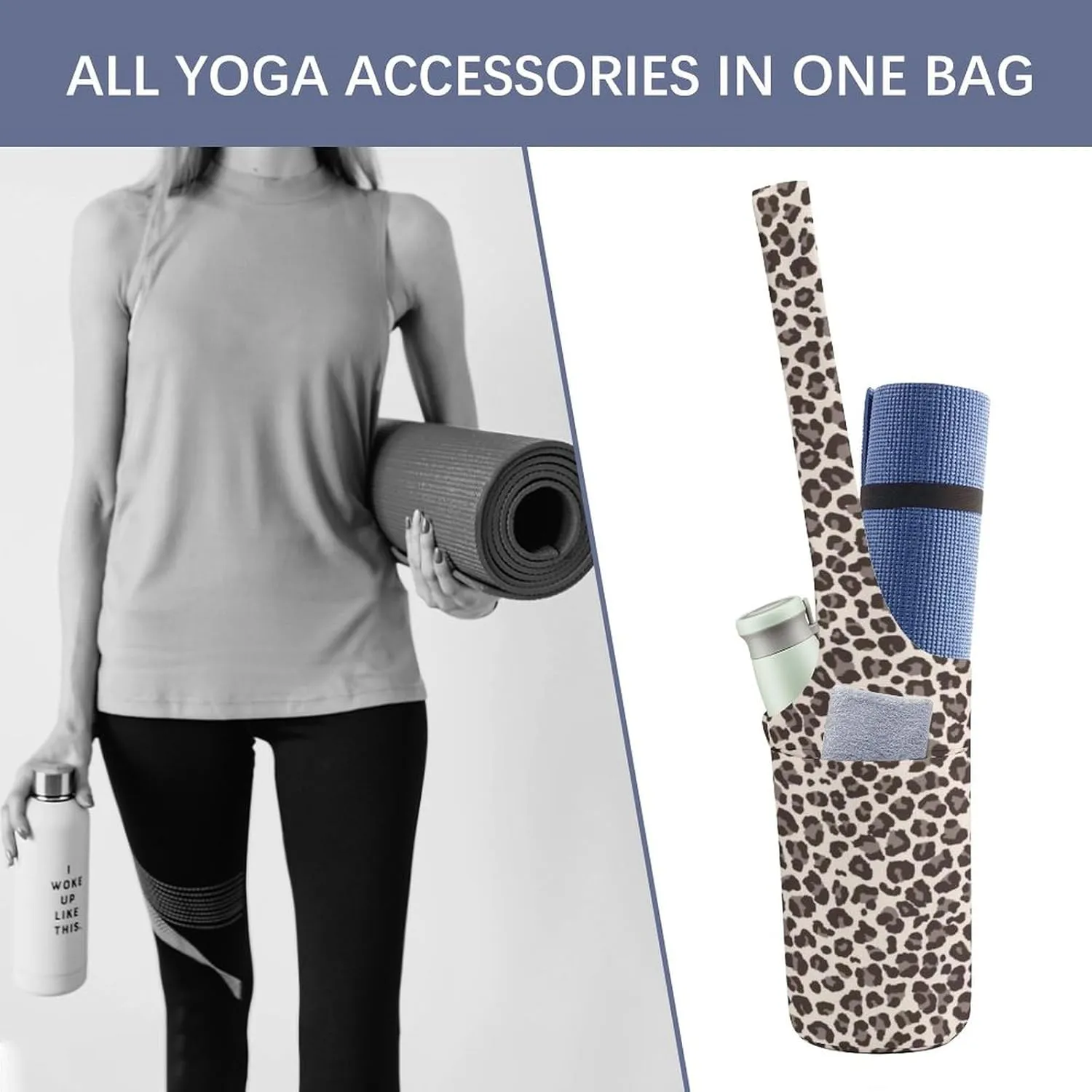 Lurhonp Yoga Mat Bags with Large Side Pocket, Fashion Print Canvas Yoga Bag, Fits Most Size Mats, Gifts for Yoga Lovers