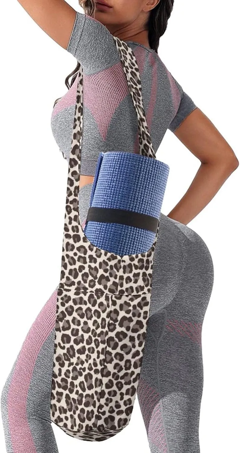 Lurhonp Yoga Mat Bags with Large Side Pocket, Fashion Print Canvas Yoga Bag, Fits Most Size Mats, Gifts for Yoga Lovers