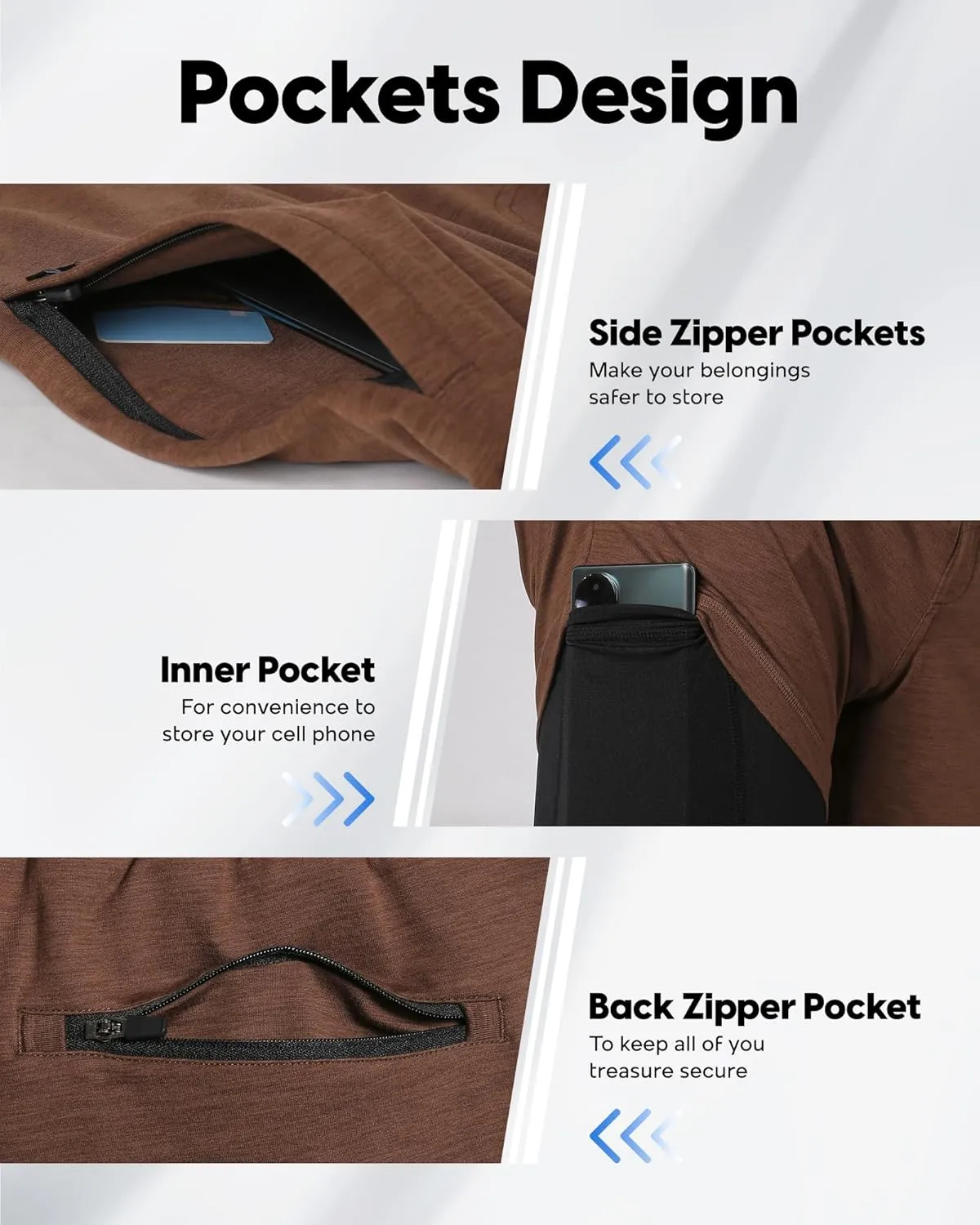 maamgic Mens 2 in 1 Running Shorts, 5" Gym Short with Zip Pockets, Quick Dry Workout Athletic Shorts for Men