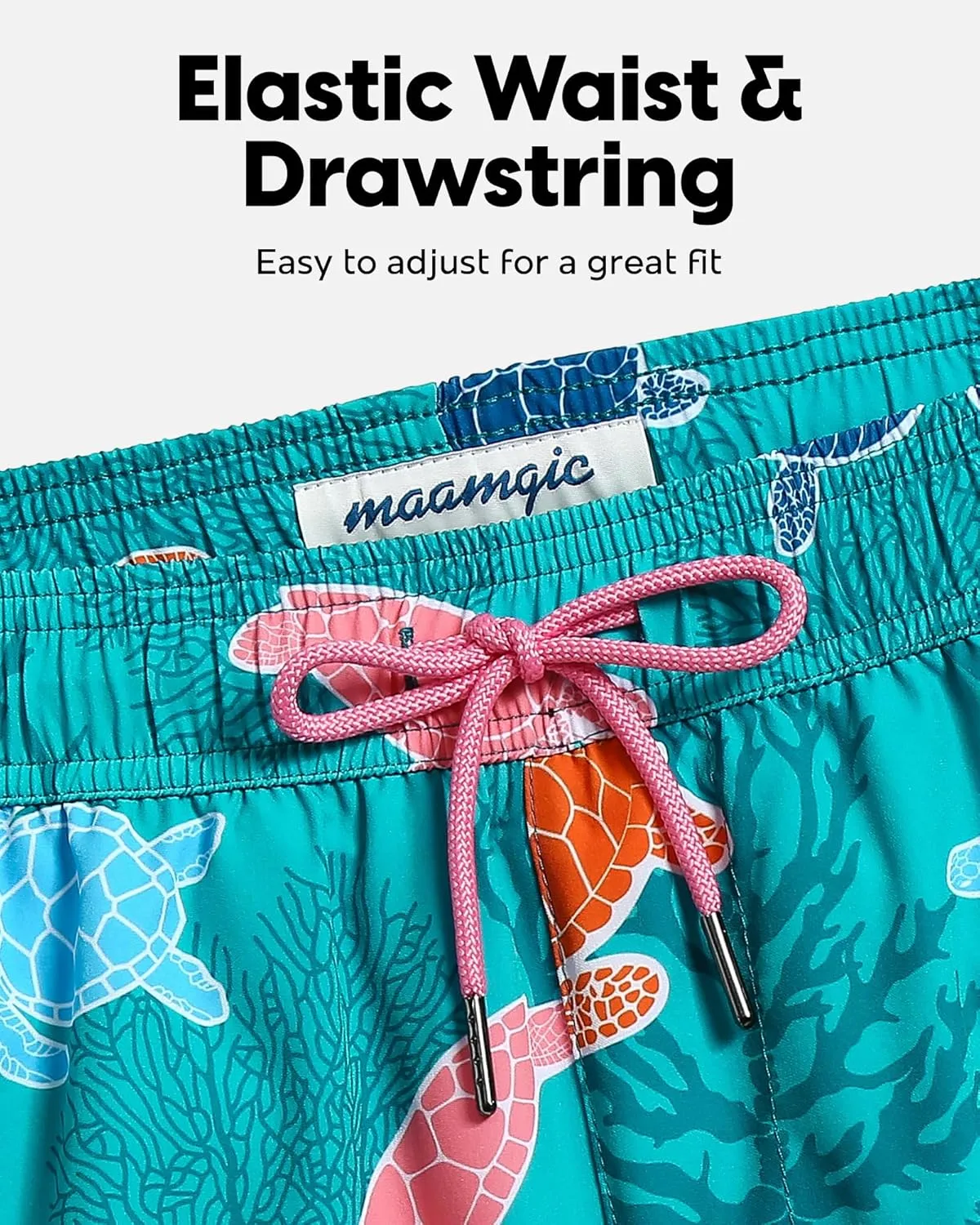maamgic Men's Swim Trunks 5.5 inch Recycled Beach Shorts with Compression Liner Quick Dry Swim Shorts Zipper Pockets