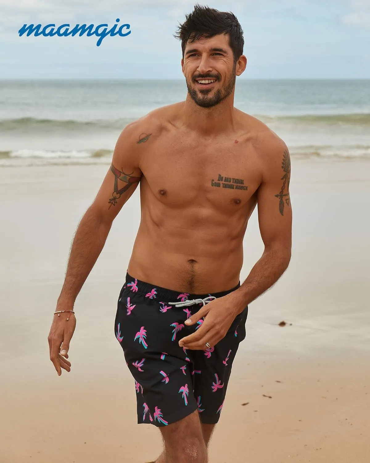 maamgic Mens Swim Trunks Quick Dry Swim Shorts with Mesh Lining Funny Swimwear Bathing Suits 7inch
