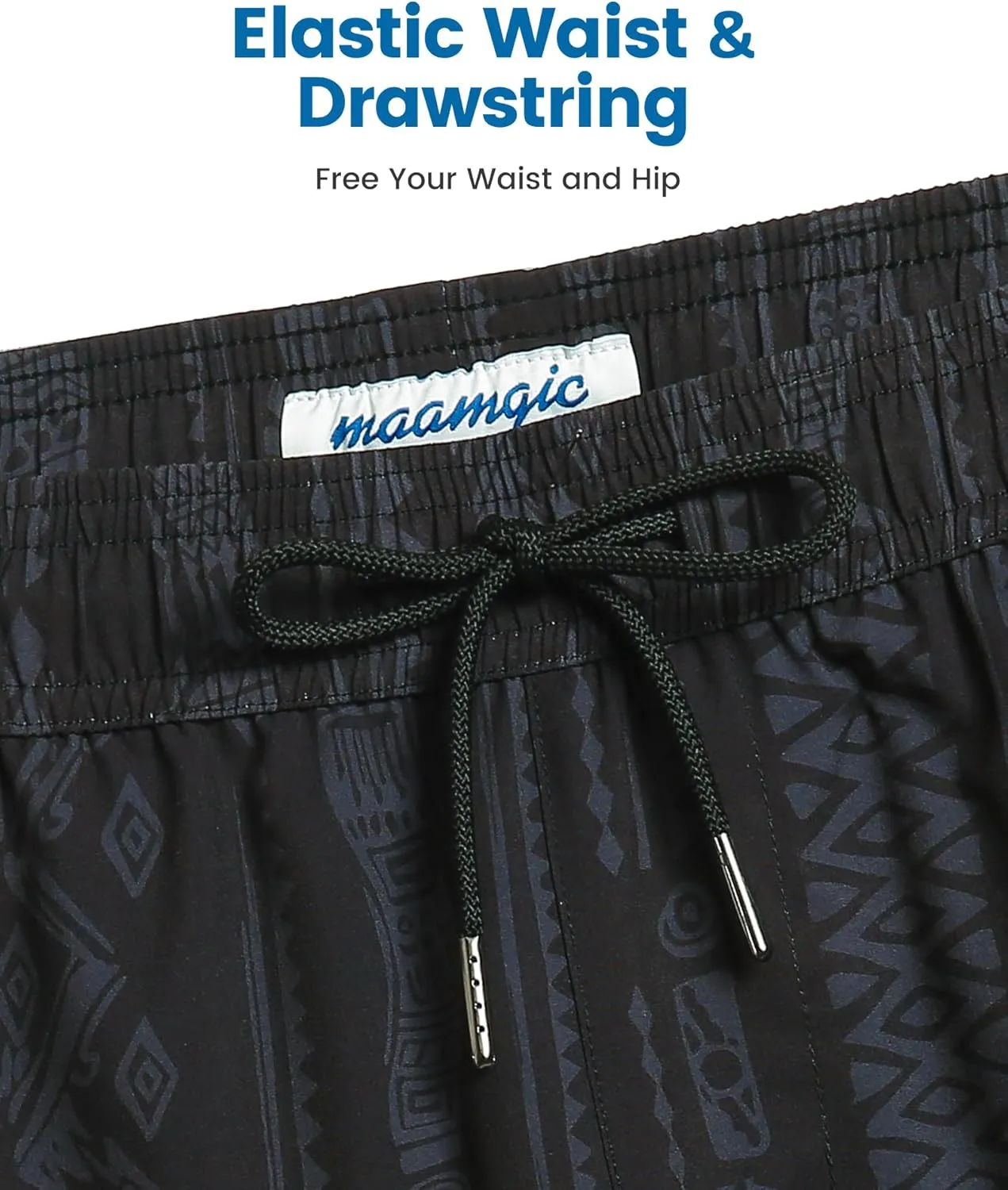 maamgic Mens Swim Trunks with Compression Liner 5" Stretch Beach Shorts Quick Dry with Zipper Pockets No-Chafing Board Shorts