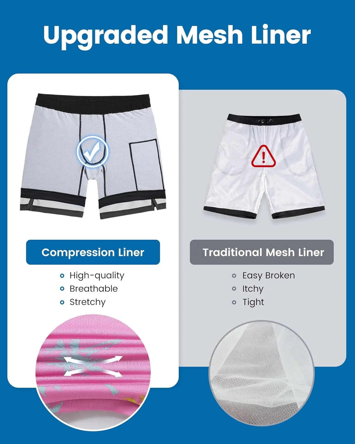 maamgic Mens Swim Trunks with Compression Liner 7 Inch Inseam Mens Bathing Suit Quick Dry Swimming Trunks Swimsuit