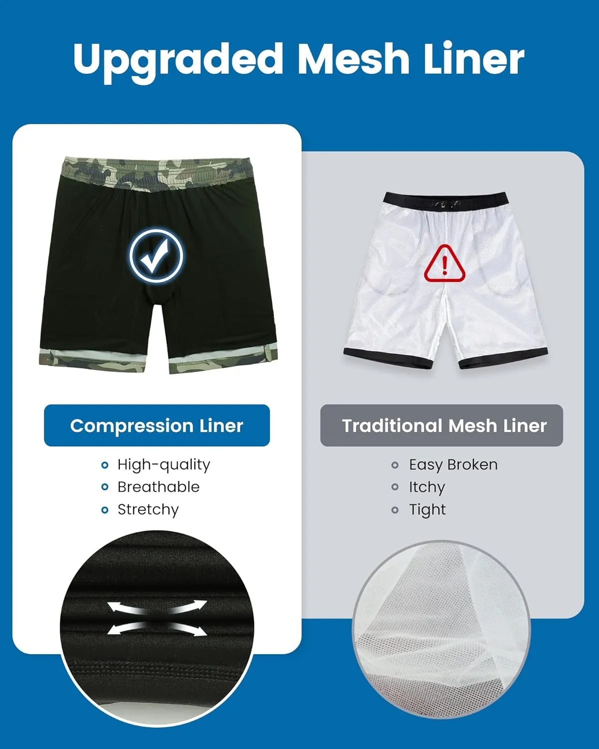 maamgic Mens Swim Trunks with Compression Liner 7 Inch Inseam Mens Bathing Suit Quick Dry Swimming Trunks Swimsuit