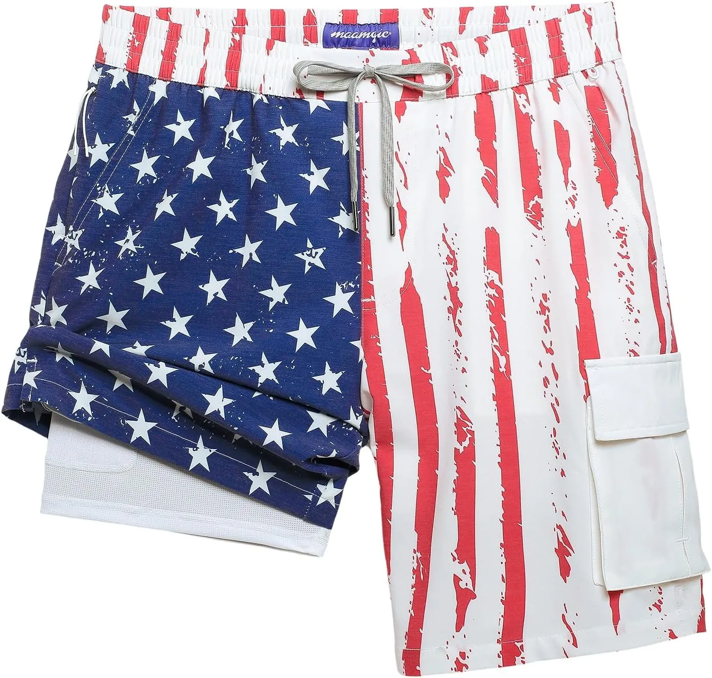 maamgic Mens Swim Trunks with Compression Liner 9 inch Quick Dry Men Bathing Suit Stretch Board Shorts