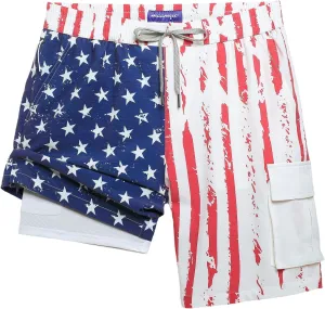 maamgic Mens Swim Trunks with Compression Liner 9 inch Quick Dry Men Bathing Suit Stretch Board Shorts