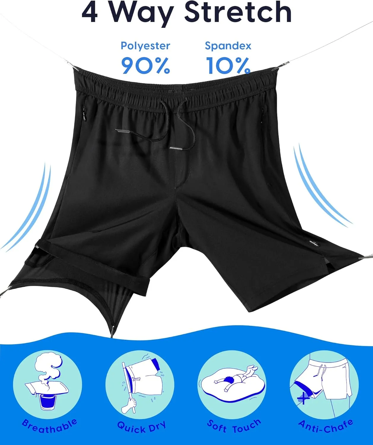 maamgic Mens Swim Trunks with Compression Liner 9 Inch Stretch Quick Dry Swim Shorts with Zipper Pockets Swimwear
