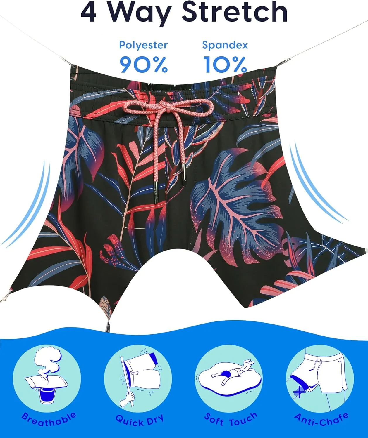 maamgic Mens Swim Trunks with Compression Liner 9 Inch Stretch Quick Dry Swim Shorts with Zipper Pockets Swimwear