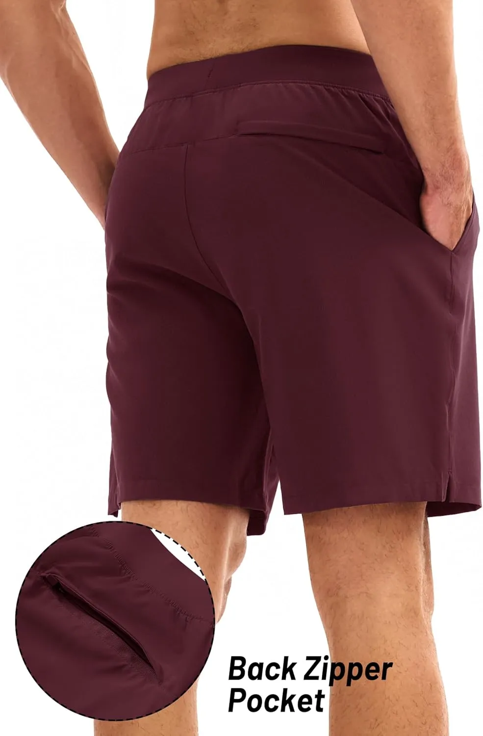 MAGCOMSEN Men's Athletic Running Shorts 8" Quick Dry Lightweight Workout Gym Sports Hiking Shorts UPF 50  with 3 Pockets