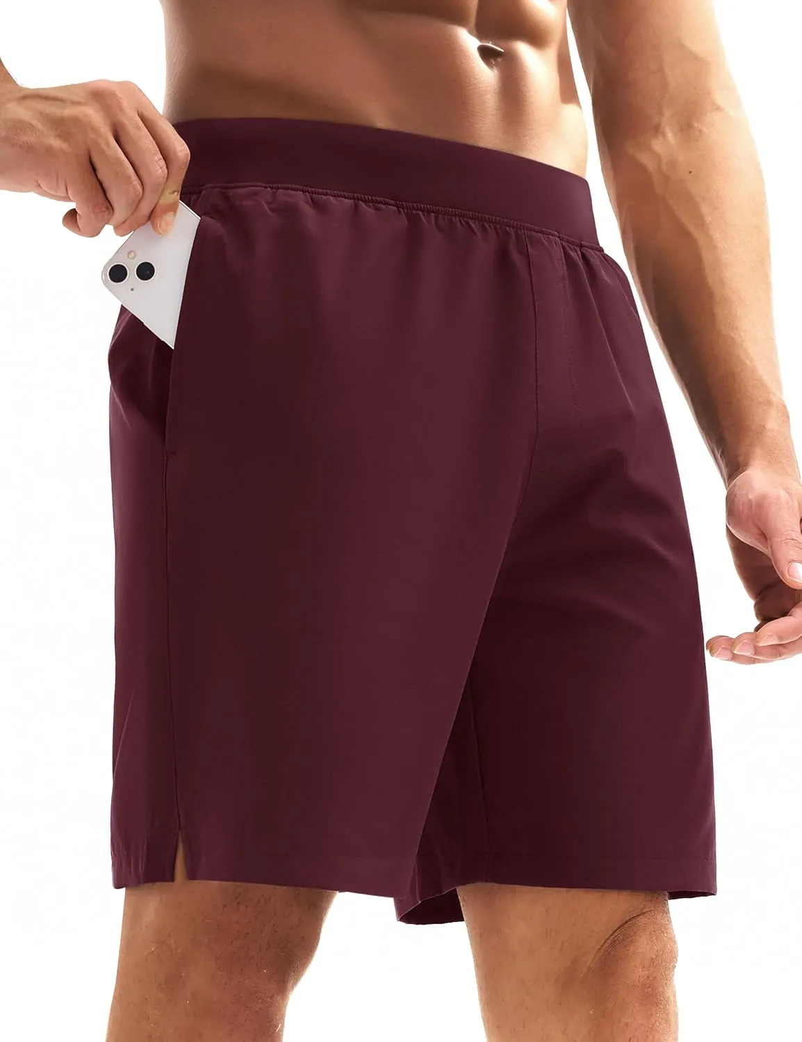 MAGCOMSEN Men's Athletic Running Shorts 8" Quick Dry Lightweight Workout Gym Sports Hiking Shorts UPF 50  with 3 Pockets