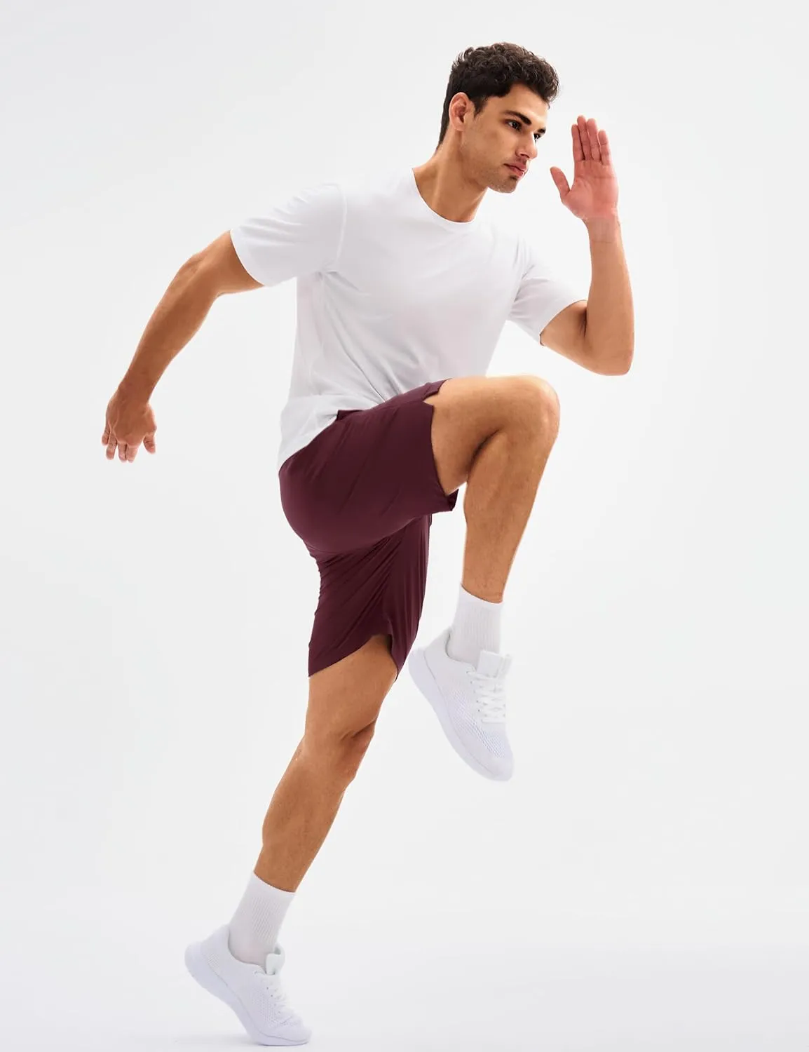 MAGCOMSEN Men's Athletic Running Shorts 8" Quick Dry Lightweight Workout Gym Sports Hiking Shorts UPF 50  with 3 Pockets