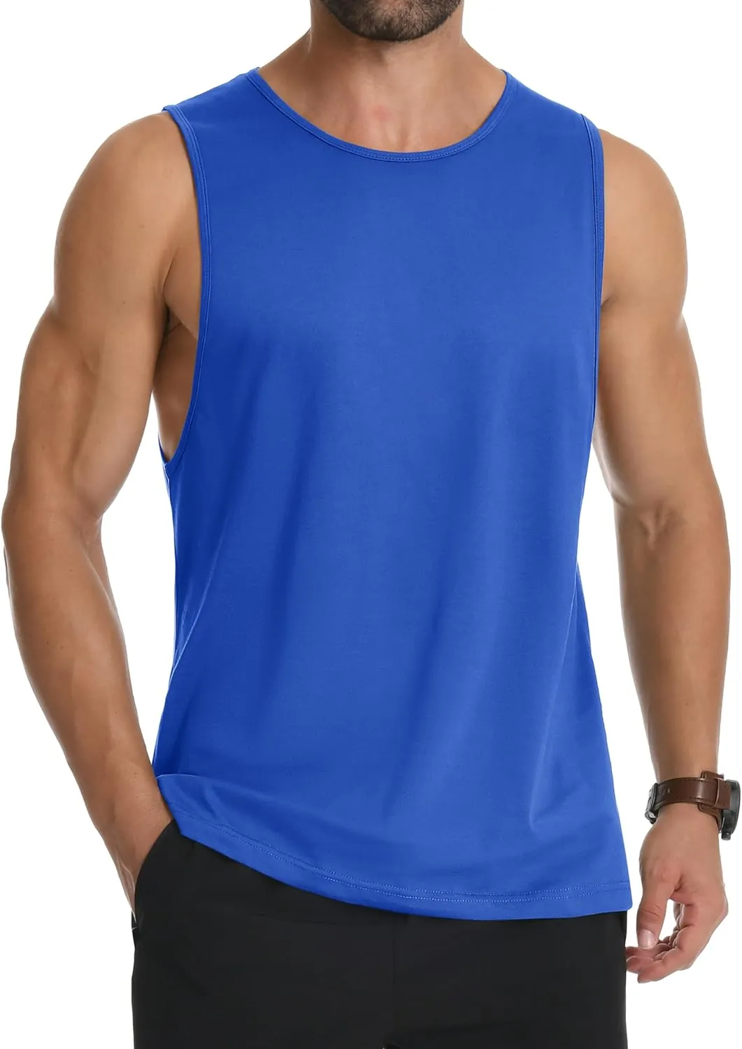 MAGCOMSEN Men's Tank Top Sleeveless Muscle Shirts Gym Workout Tank Tops Moisture Wicking Lightweight Summer Cut Off T Shirts