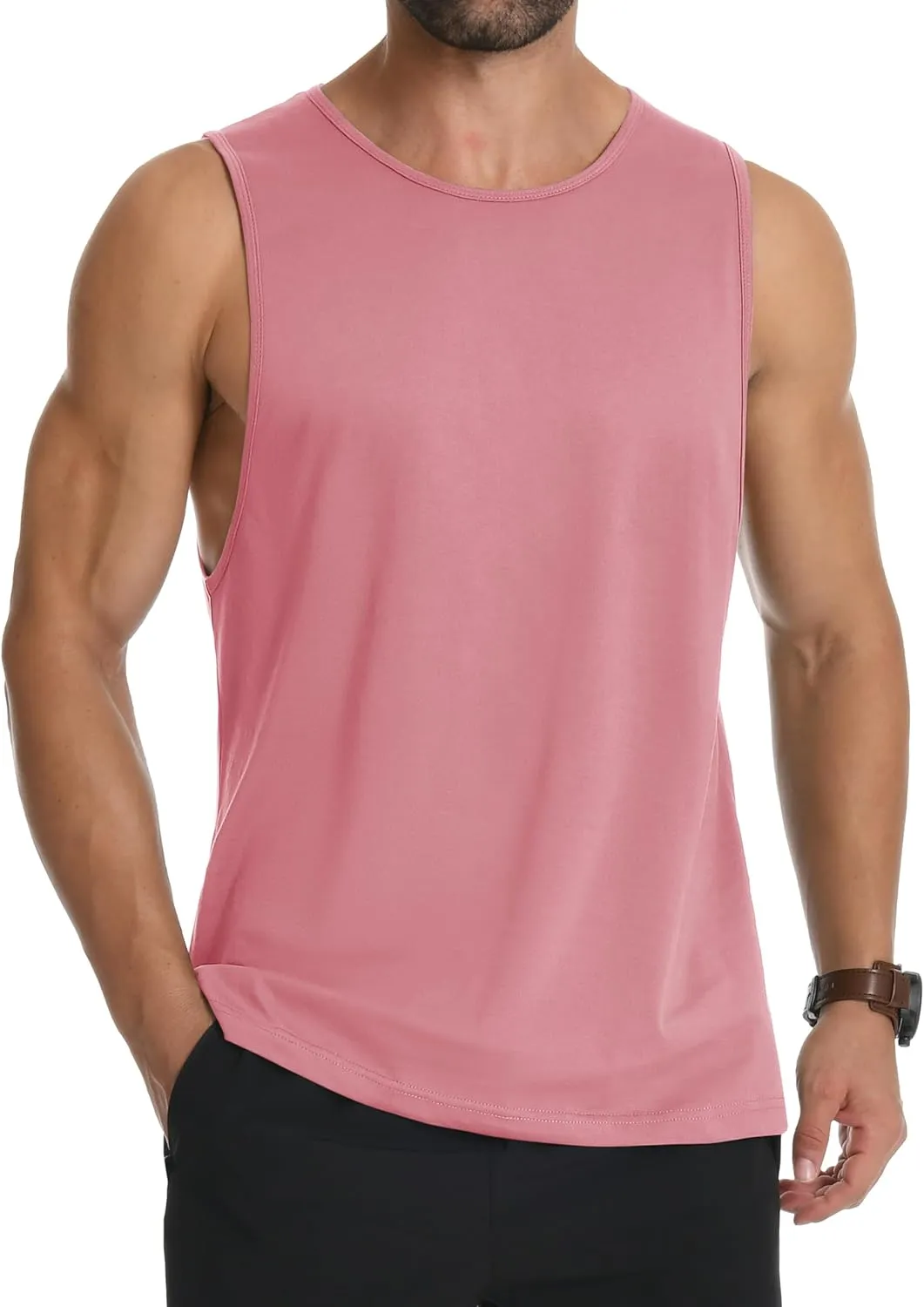 MAGCOMSEN Men's Tank Top Sleeveless Muscle Shirts Gym Workout Tank Tops Moisture Wicking Lightweight Summer Cut Off T Shirts