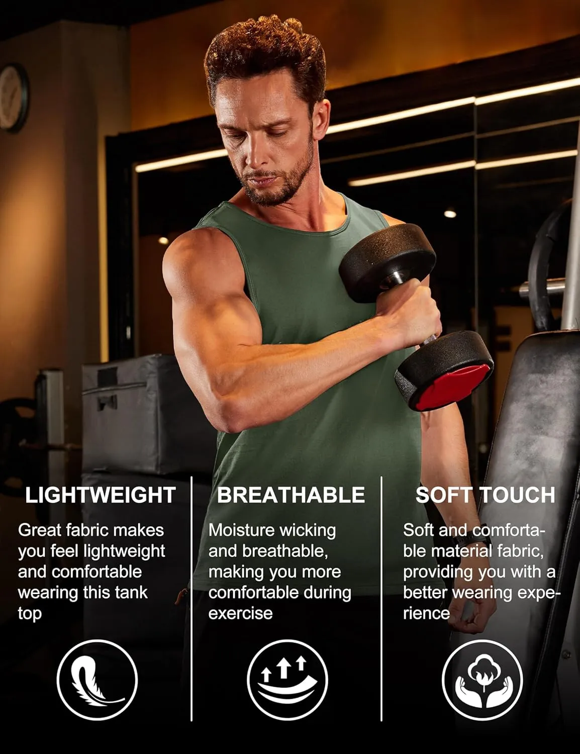 MAGCOMSEN Men's Tank Top Sleeveless Muscle Shirts Gym Workout Tank Tops Moisture Wicking Lightweight Summer Cut Off T Shirts