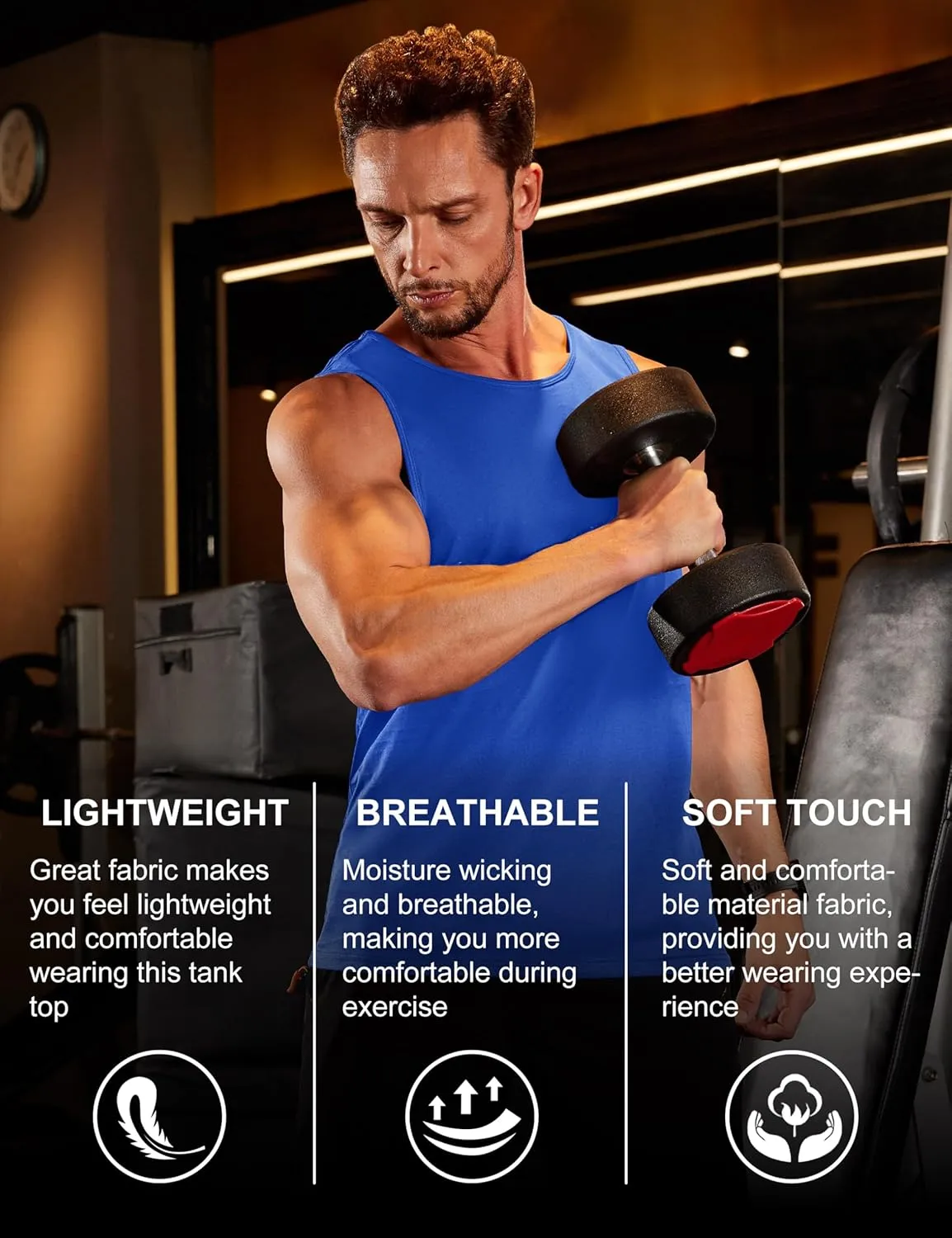 MAGCOMSEN Men's Tank Top Sleeveless Muscle Shirts Gym Workout Tank Tops Moisture Wicking Lightweight Summer Cut Off T Shirts