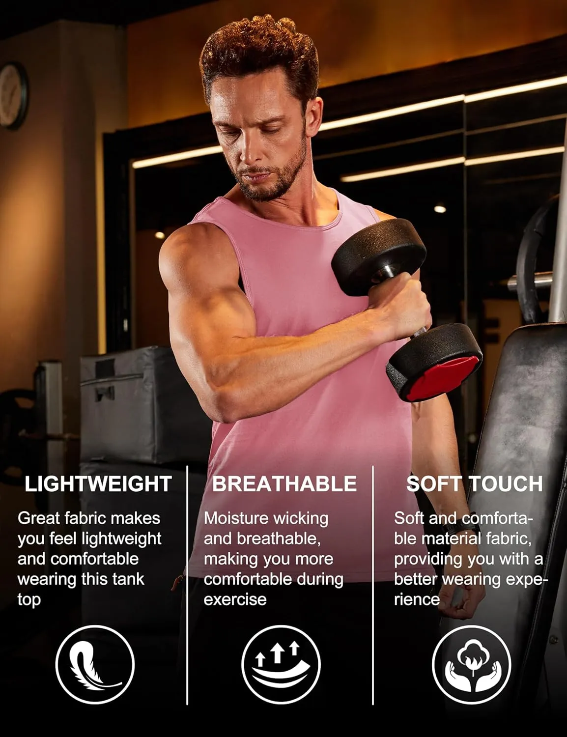 MAGCOMSEN Men's Tank Top Sleeveless Muscle Shirts Gym Workout Tank Tops Moisture Wicking Lightweight Summer Cut Off T Shirts