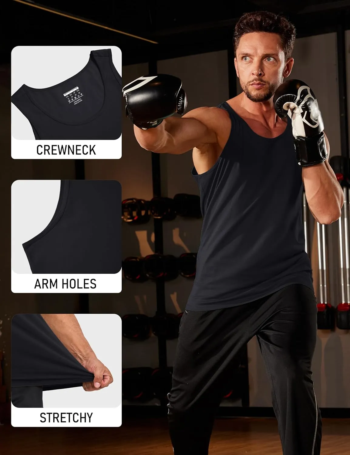 MAGCOMSEN Mens Workout Tank Tops Undershirt Cotton Muscle Athletic Sleeveless Shirts for Gym