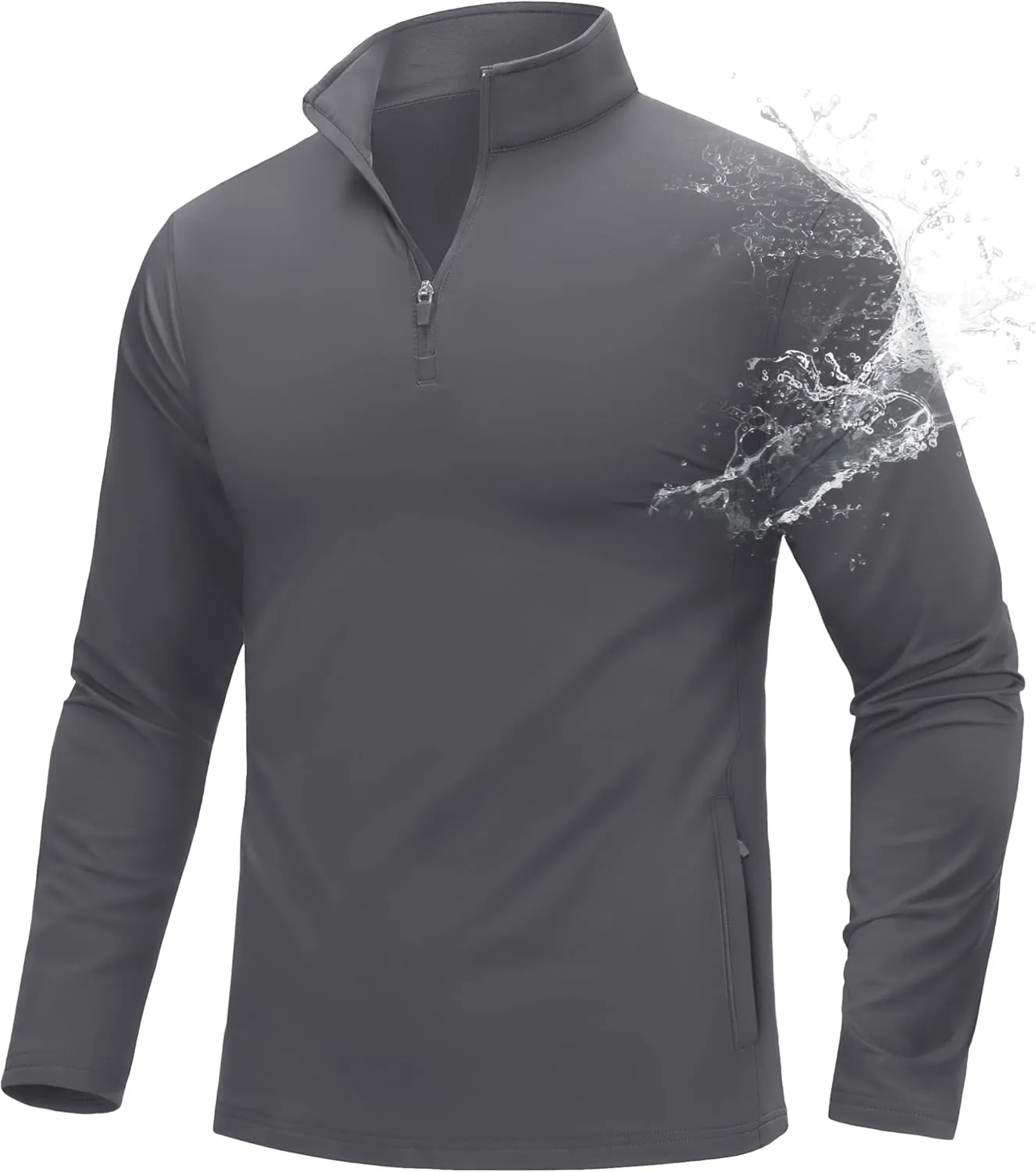 MAGCOMSEN Quarter Zip Pullover Men 1/4 Zip Golf Jacket Fleece Lined Water Resistant Sweatshirt 2 Zipper Pockets Winter