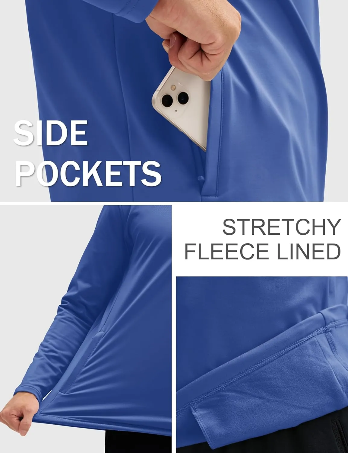 MAGCOMSEN Quarter Zip Pullover Men 1/4 Zip Golf Jacket Fleece Lined Water Resistant Sweatshirt 2 Zipper Pockets Winter