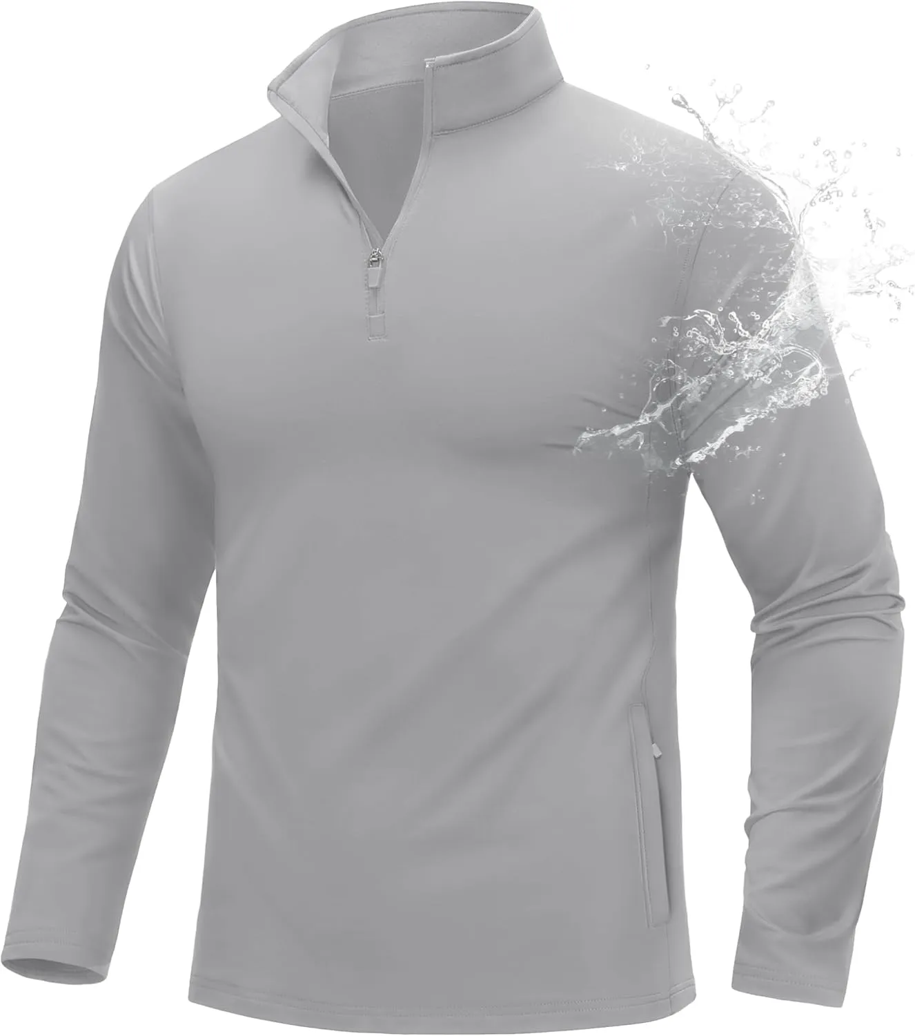 MAGCOMSEN Quarter Zip Pullover Men 1/4 Zip Golf Jacket Fleece Lined Water Resistant Sweatshirt 2 Zipper Pockets Winter