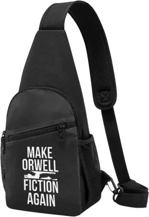 Make Orwell Fiction Again Sling Bag Crossbody Backpack Shoulder Casual Daypack Bags for Men Women