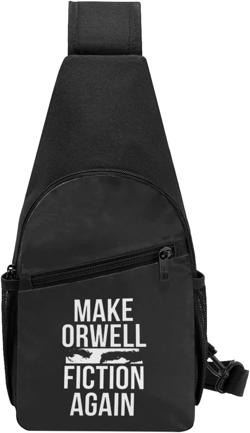 Make Orwell Fiction Again Sling Bag Crossbody Backpack Shoulder Casual Daypack Bags for Men Women