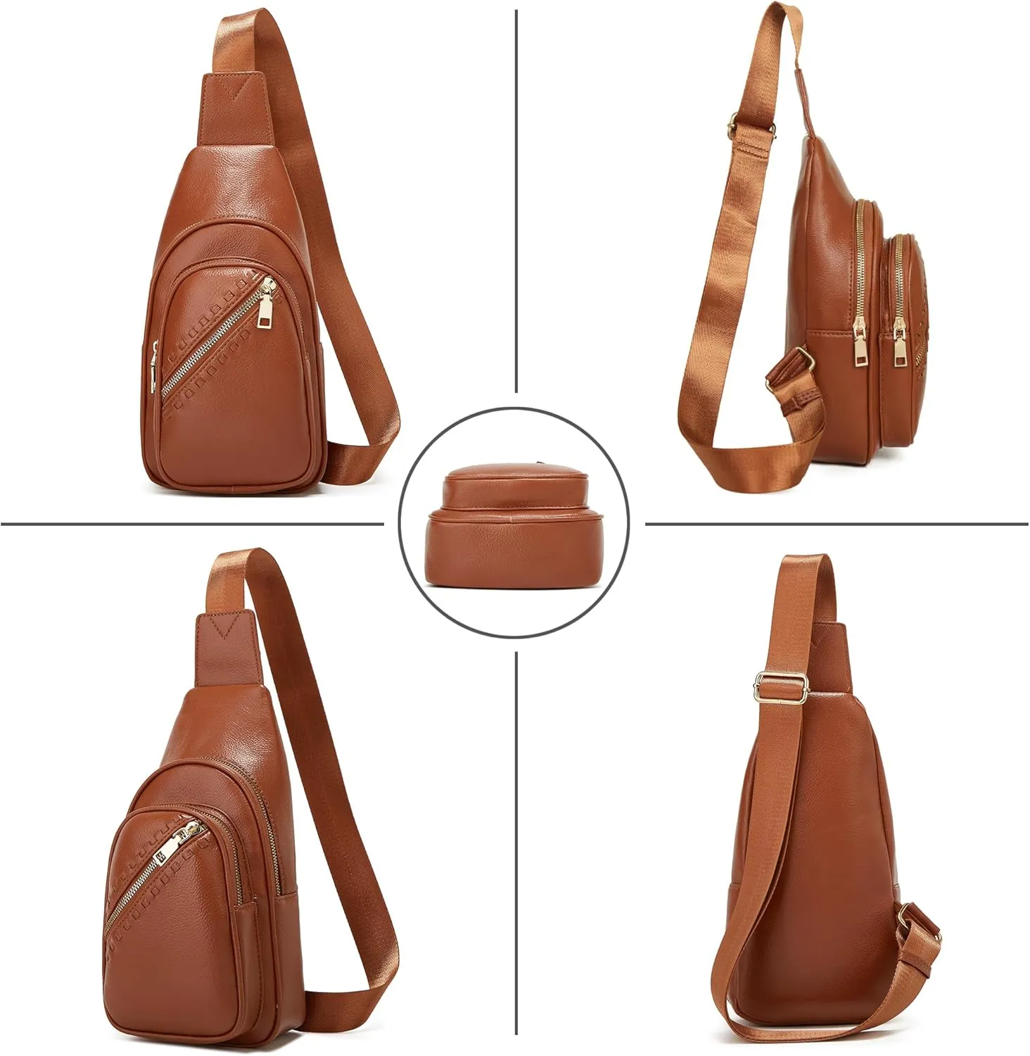 Makes Small Sling Bag for Women, Vegan Leather Fanny Pack Crossbody Bags for Women, Chest Bag With Wide Strap