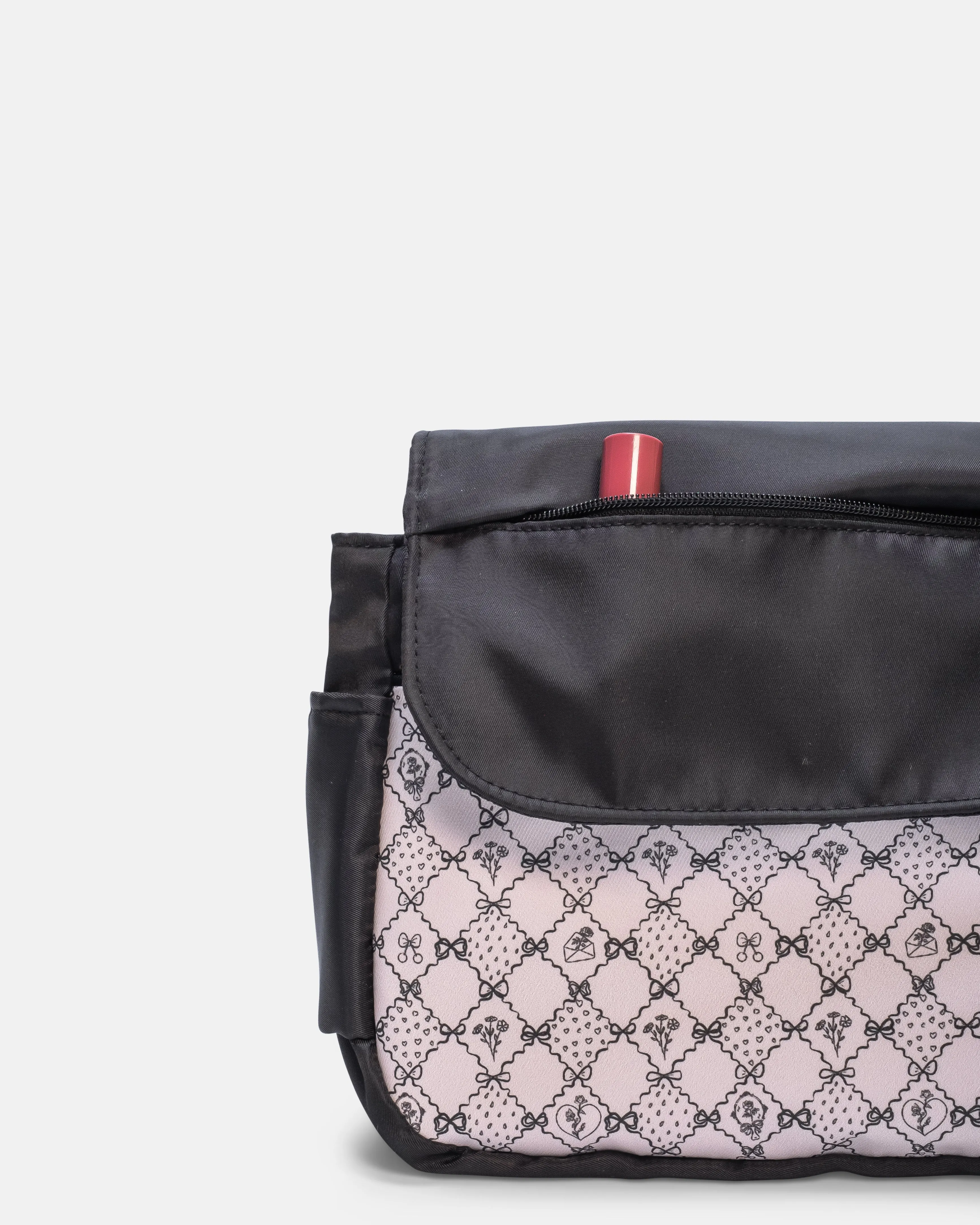 {{Mama's Day Special}} Black Pink Checkered Hearts Multi-Carry Crossbody Bag