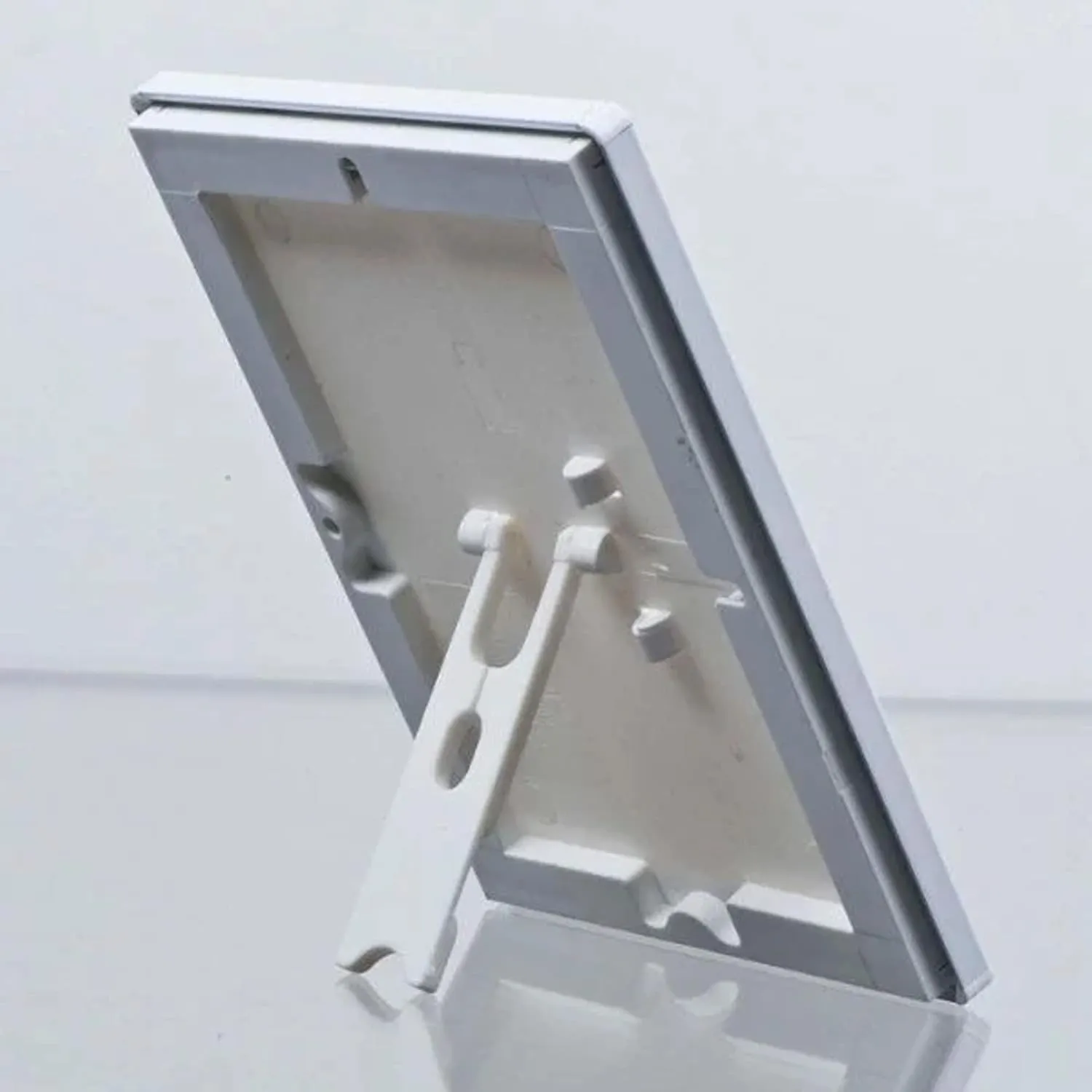 M&T Displays Opti Snap Poster Frame 5x7 Inch with Back Support 0.55" Aluminum Profile Front Loading Wall Mounting Photo Picture Document Certificate Sign Holder Mitered Corner Anti Glare Cover (White)