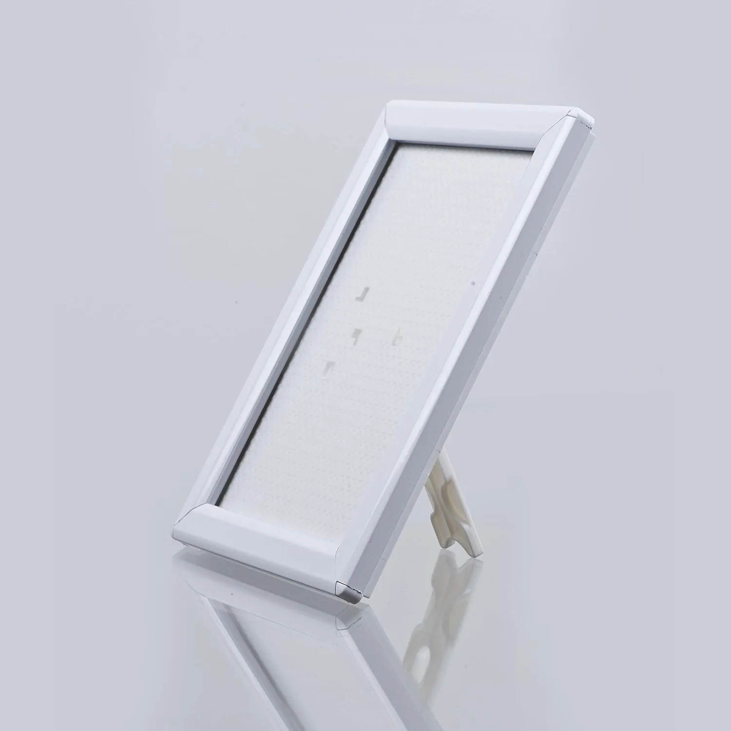 M&T Displays Opti Snap Poster Frame 5x7 Inch with Back Support 0.55" Aluminum Profile Front Loading Wall Mounting Photo Picture Document Certificate Sign Holder Mitered Corner Anti Glare Cover (White)