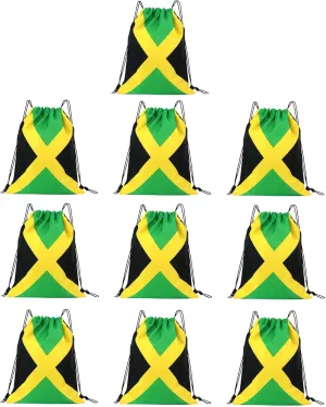 Man and Women 10 pcs Drawstring Backpack Waterproof Gym Sports Trave String Bag Cheer Bag Jamaican Afro Rasta（Jamaican 10pcs ）