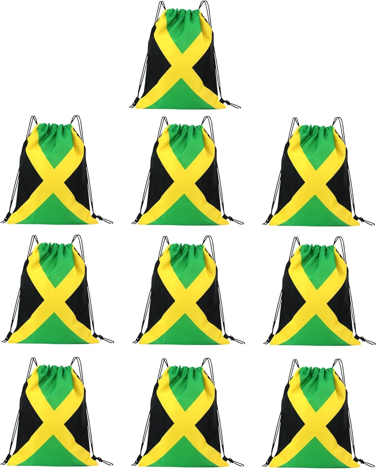 Man and Women 10 pcs Drawstring Backpack Waterproof Gym Sports Trave String Bag Cheer Bag Jamaican Afro Rasta（Jamaican 10pcs ）