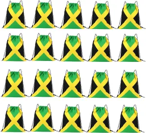 Man and Women 20 pcs Drawstring Backpack Waterproof Gym Sports Trave String Bag Cheer Bag Jamaican Afro Rasta（Jamaican 20pcs ）