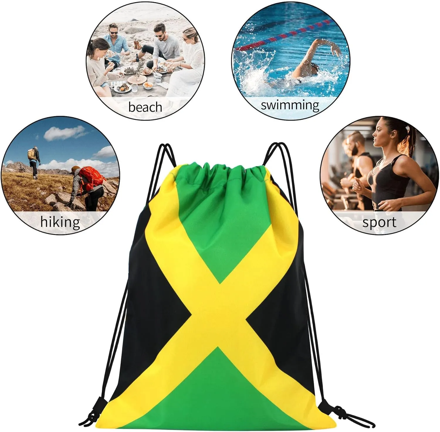 Man and Women 20 pcs Drawstring Backpack Waterproof Gym Sports Trave String Bag Cheer Bag Jamaican Afro Rasta（Jamaican 20pcs ）
