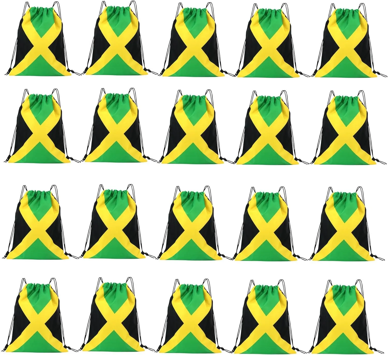 Man and Women 20 pcs Drawstring Backpack Waterproof Gym Sports Trave String Bag Cheer Bag Jamaican Afro Rasta（Jamaican 20pcs ）