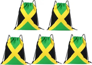 Man and Women 5pcs Drawstring Backpack Waterproof Gym Sports Trave String Bag Cheer Bag Jamaican Afro Rasta（Jamaican 5pcs ）