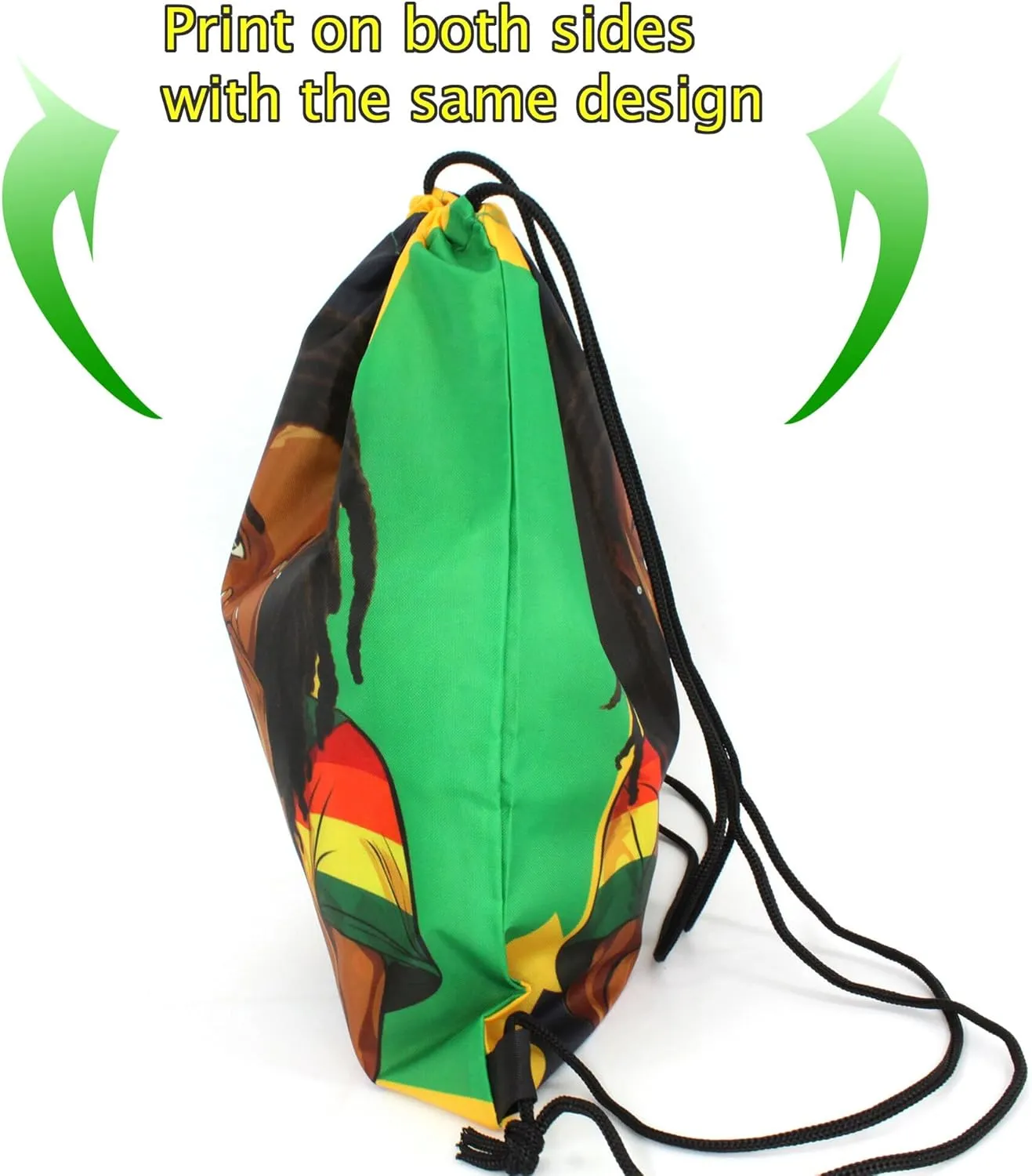 Man and Women Drawstring Backpack Waterproof Gym Sports Trave String Bag Cheer Bag Jamaican Afro Rasta（Girl 5pcs）