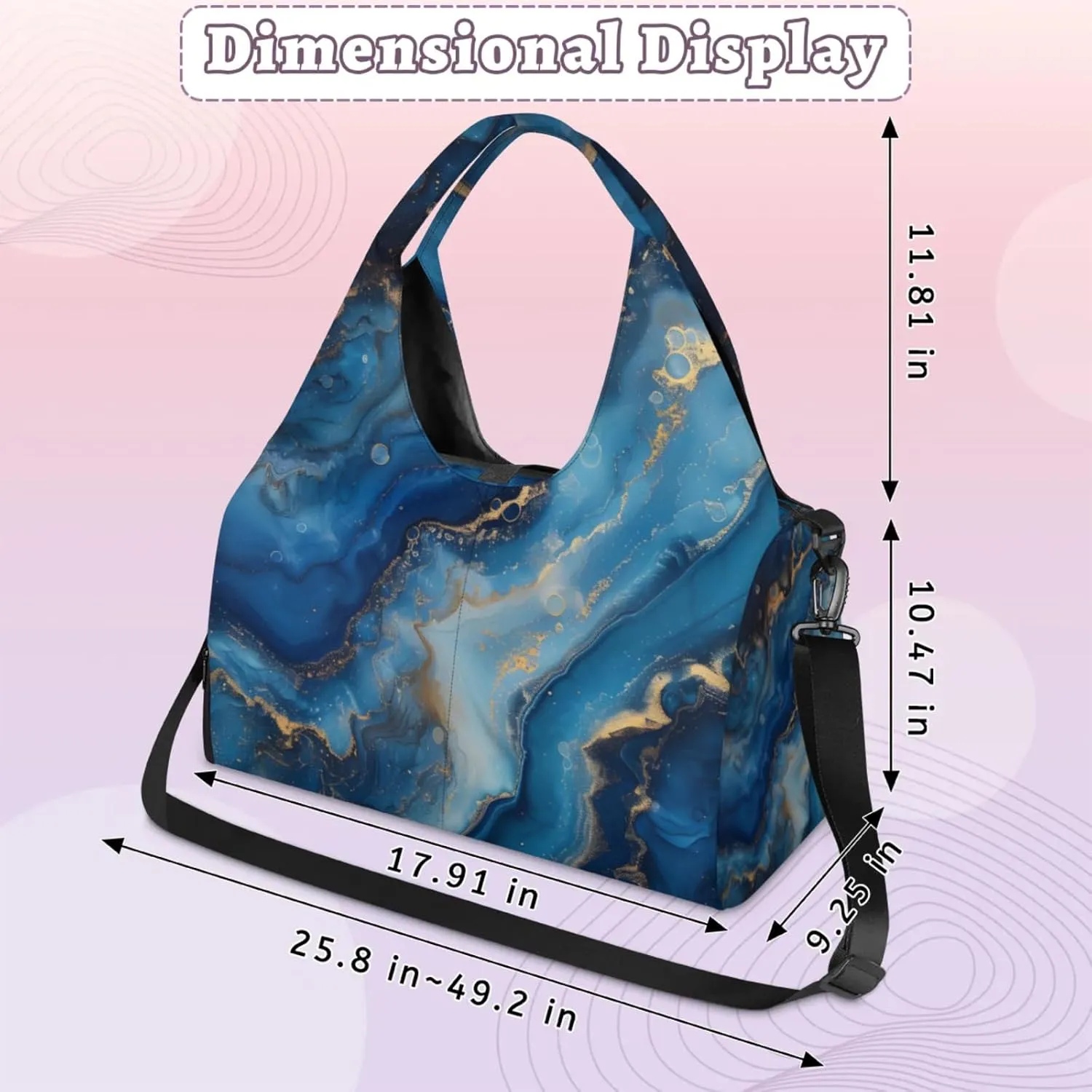Marble Pattern Paper Gym Bag Yoga Mat Tote for Women with Shoes Compartment Lightweight Duffle Travel Carrier Wet Dry Storage Pockets Adjustable Pilates Mats Shoulder Bags for Sport Swim
